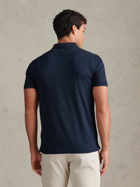 Check Trim Smart Supima Cotton Polo Dark Sapphire Navy