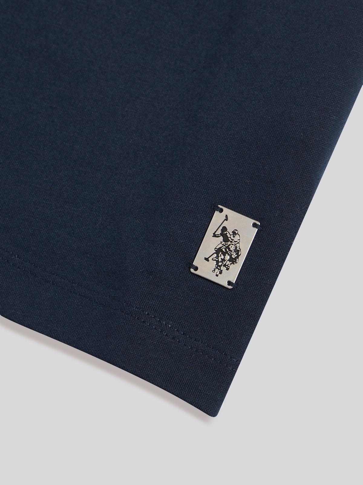 Mens Check Trim Mercerised Cotton Polo Shirt Dark Sapphire Navy