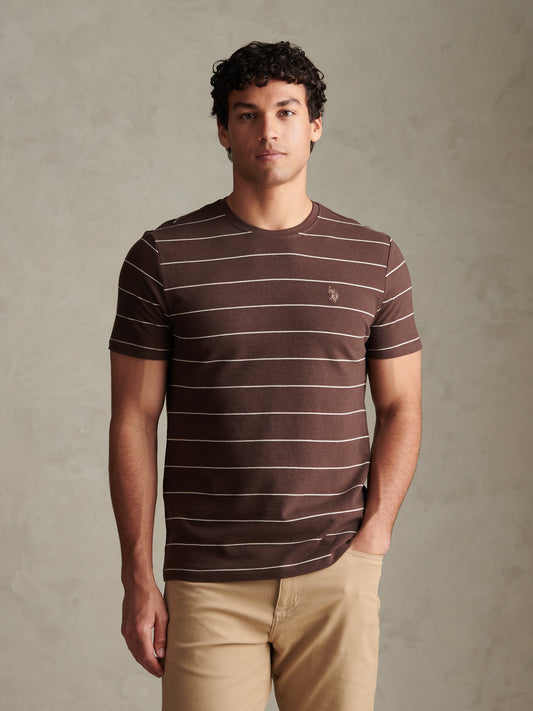 Flat Pile Terry Narrow Stripe Tshirt Bracken
