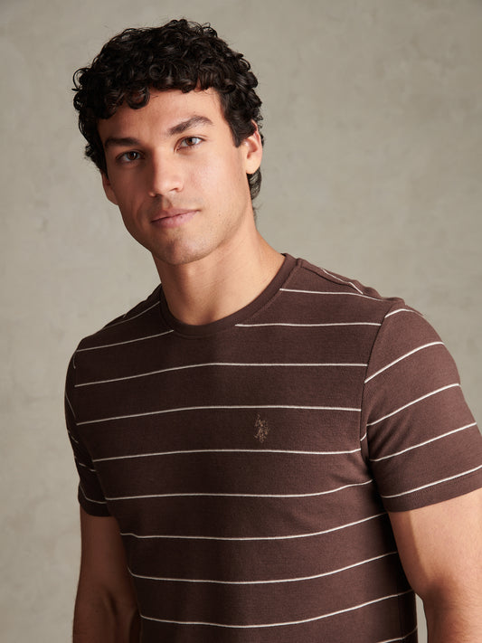 Flat Pile Terry Narrow Stripe Tshirt Bracken