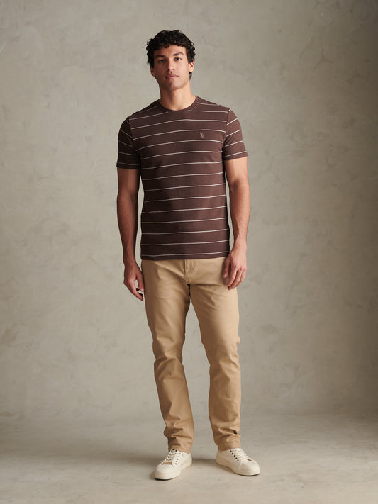 Flat Pile Terry Narrow Stripe Tshirt Bracken