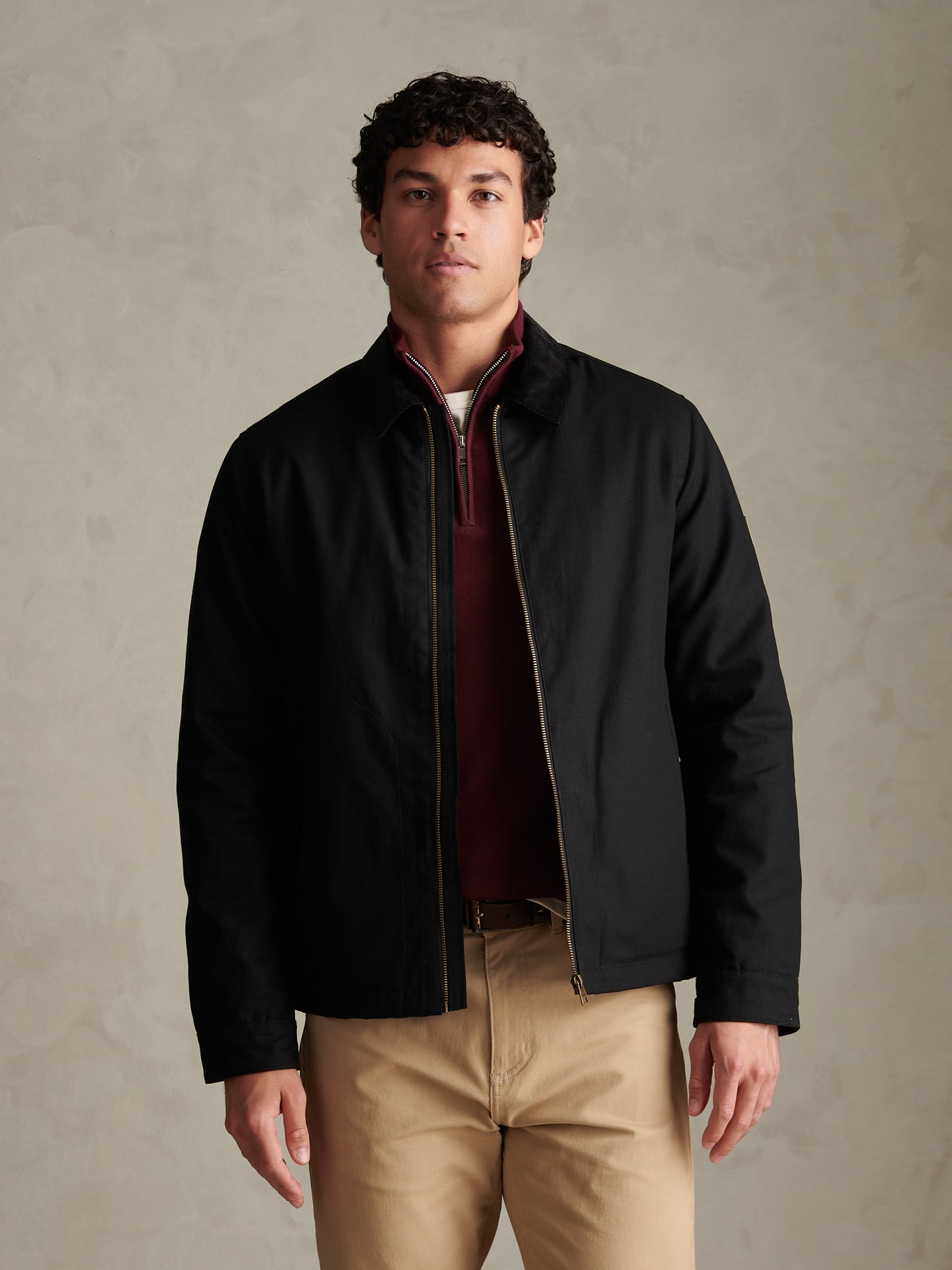 Mens Water-Repellent Cotton Barn Jacket Black