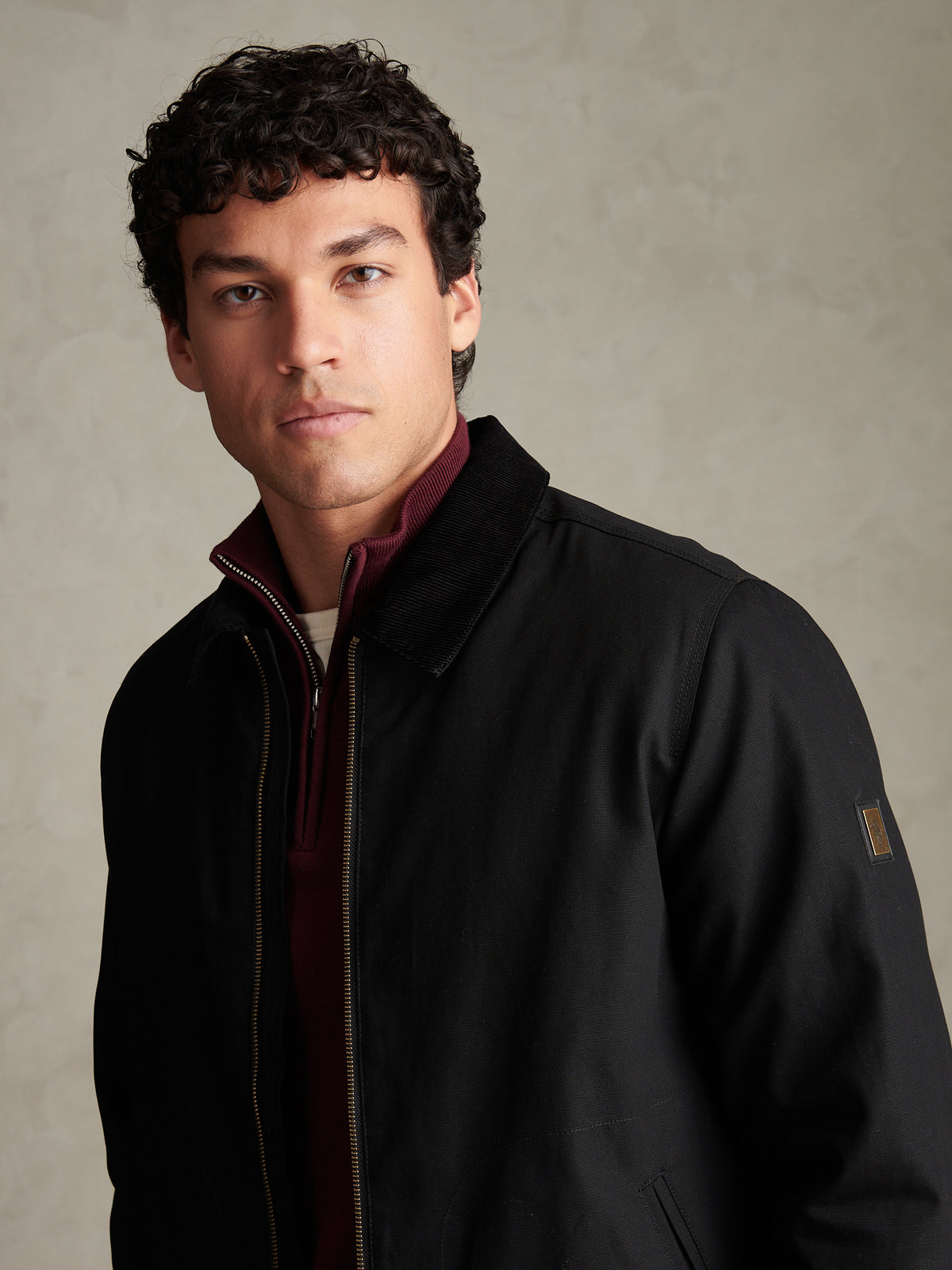 Mens Water-Repellent Cotton Barn Jacket Black