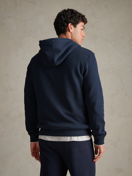 Mens Borg-Lined Zip-Through Hoodie Dark Sapphire Navy