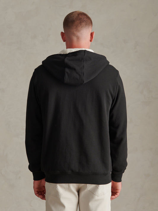 Mens Borg-Lined Zip-Through Hoodie Black / Haute Red DHM
