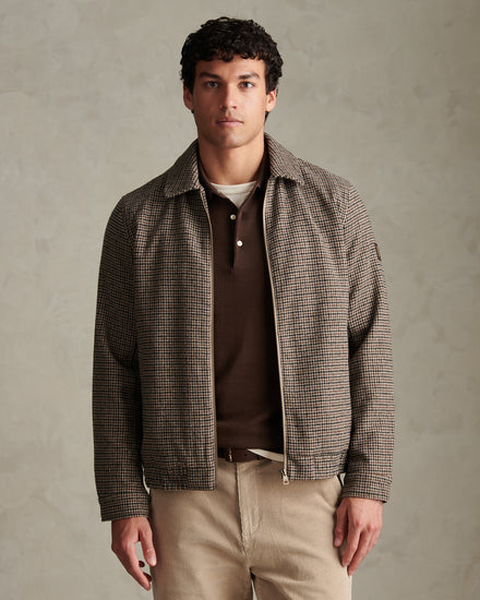 Mens Houndstooth Zip Through Bomber Jacket Bracken