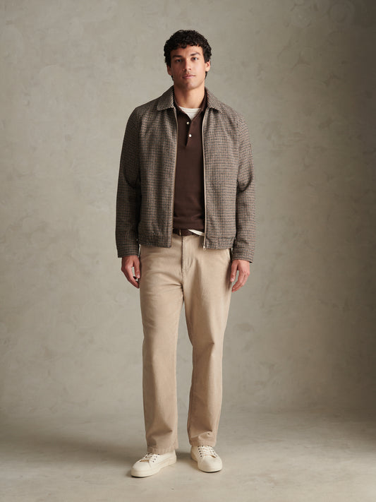 Mens Houndstooth Zip Through Bomber Jacket Bracken