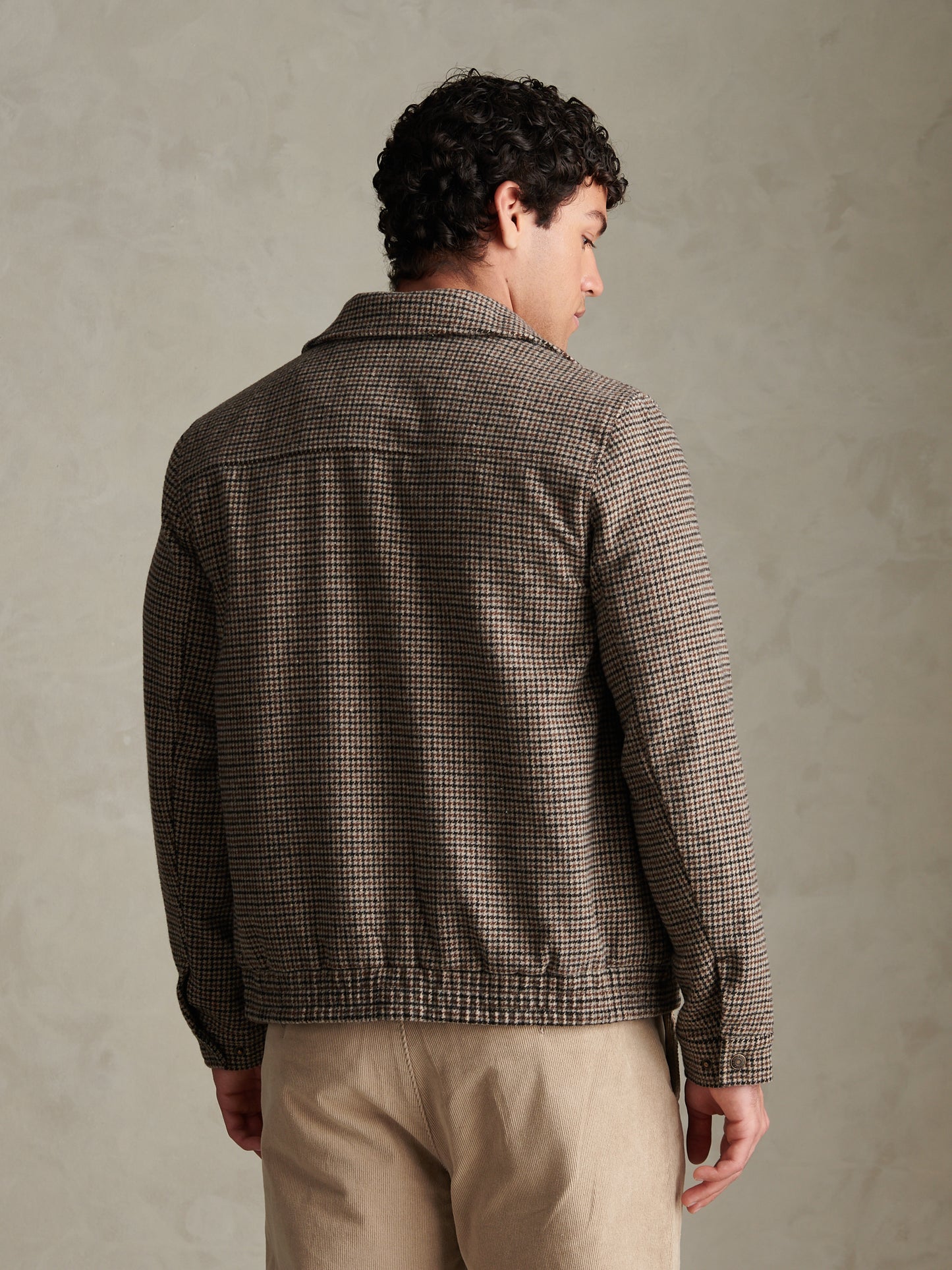 Mens Houndstooth Zip Through Bomber Jacket Bracken