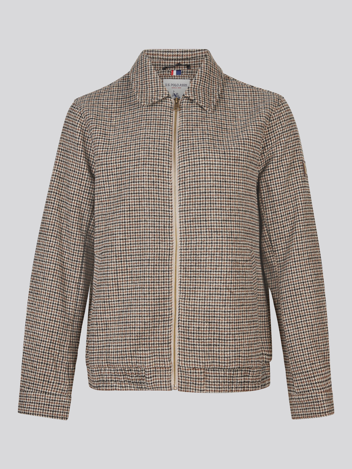 Mens Houndstooth Zip Through Bomber Jacket Bracken
