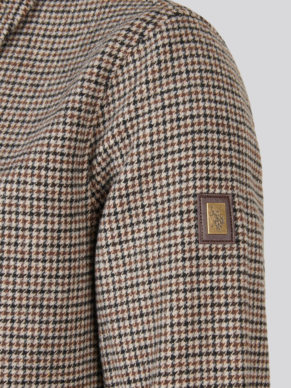 Mens Houndstooth Zip Through Bomber Jacket Bracken