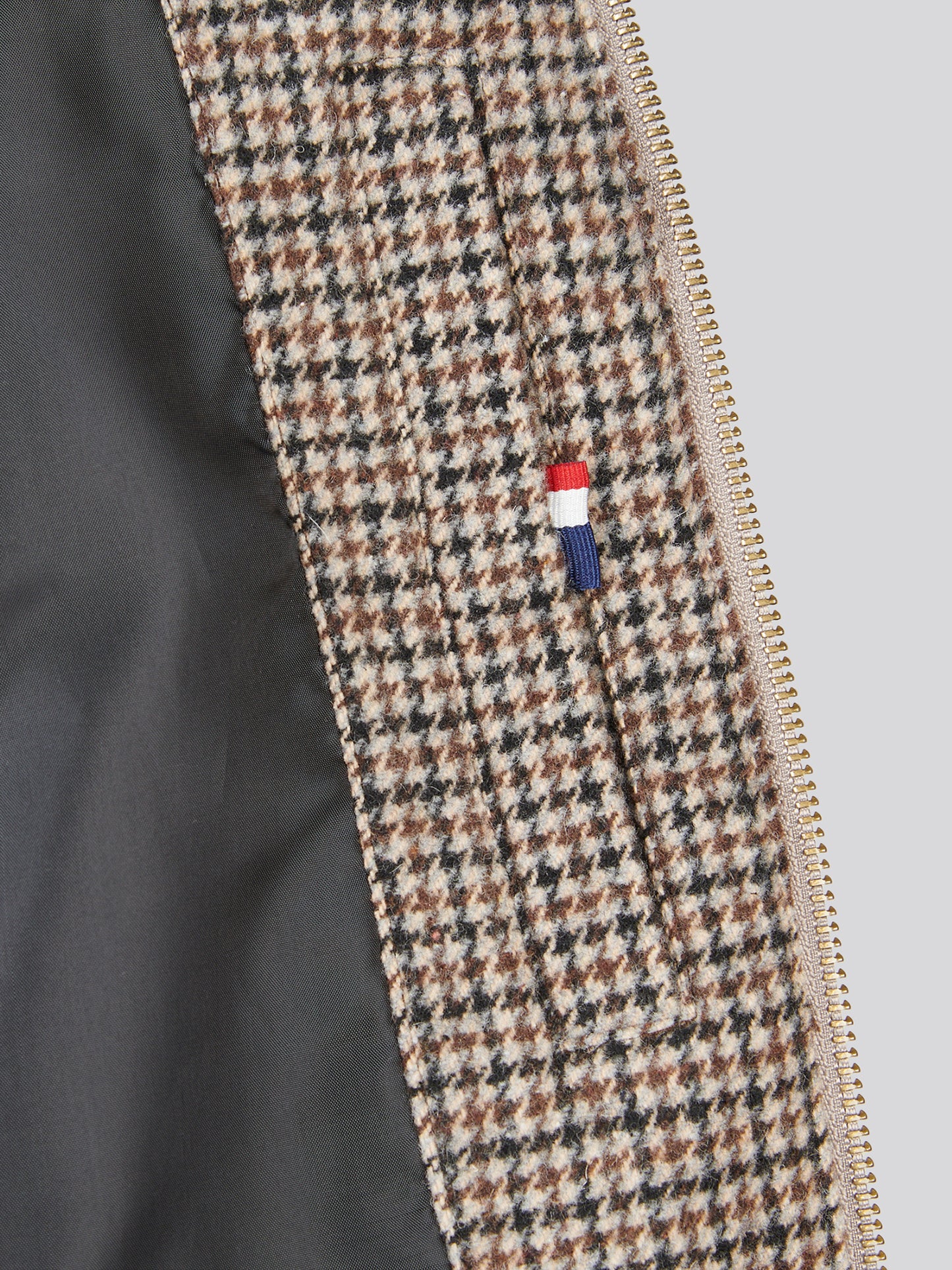 Mens Houndstooth Zip Through Bomber Jacket Bracken