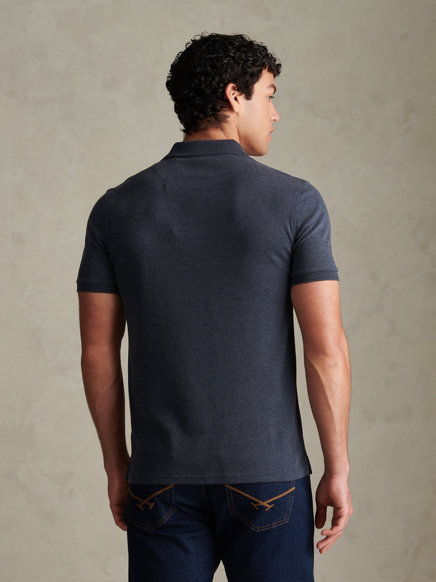 Mens Double Horsemen Brushed Jersey Polo Shirt Dark Sapphire Navy / Multi Coloured DHM