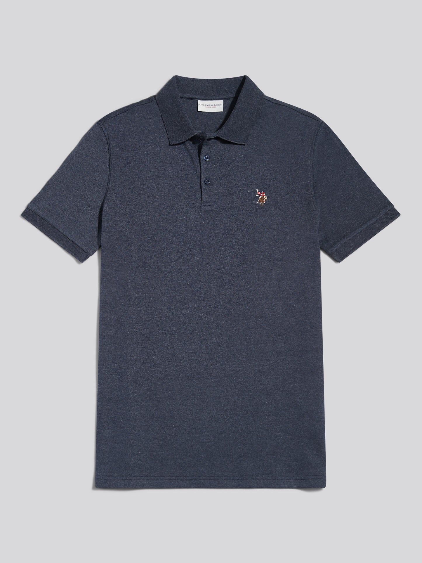 Mens Double Horsemen Brushed Jersey Polo Shirt Dark Sapphire Navy / Multi Coloured DHM