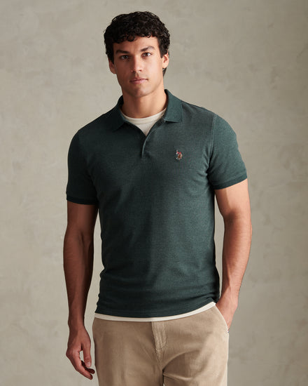 Mens Double Horsemen Brushed Jersey Polo Shirt Green Gables / Multicolour DHM