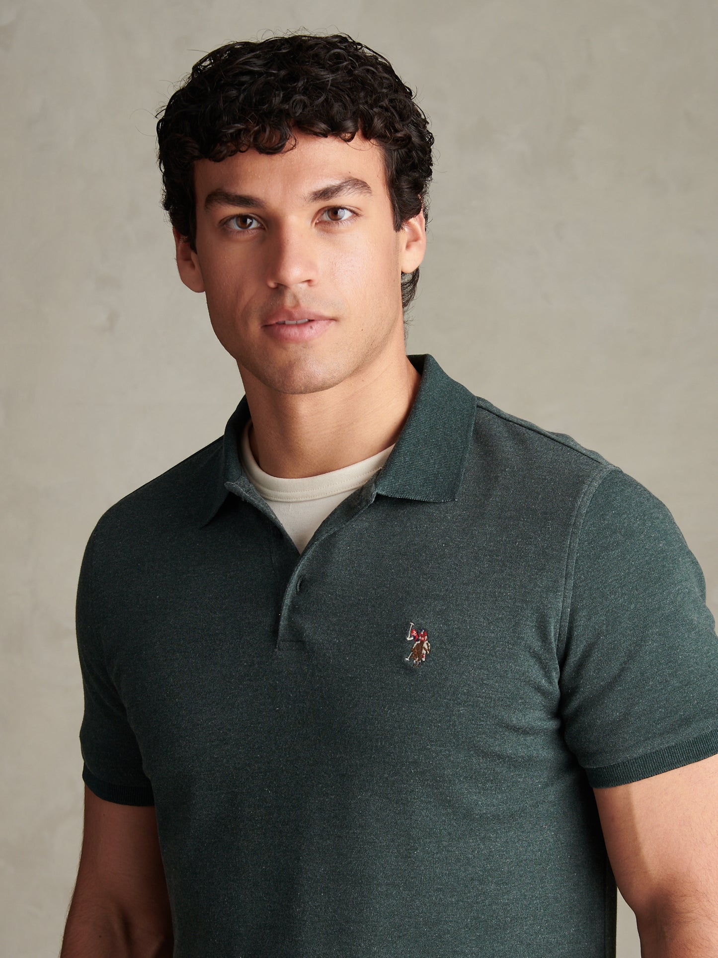 Mens Double Horsemen Brushed Jersey Polo Shirt Green Gables / Multicolour DHM