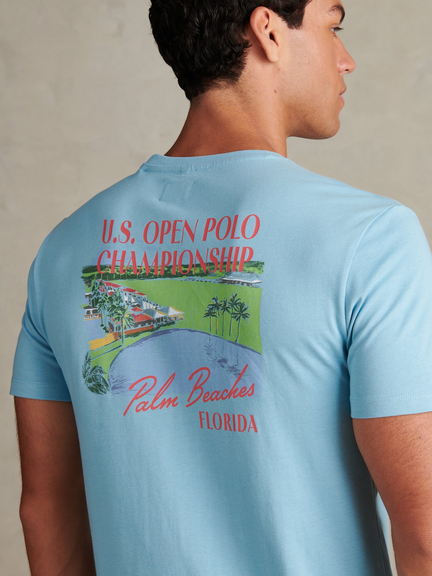 Mens Palm Beach Graphic T-Shirt Air Blue