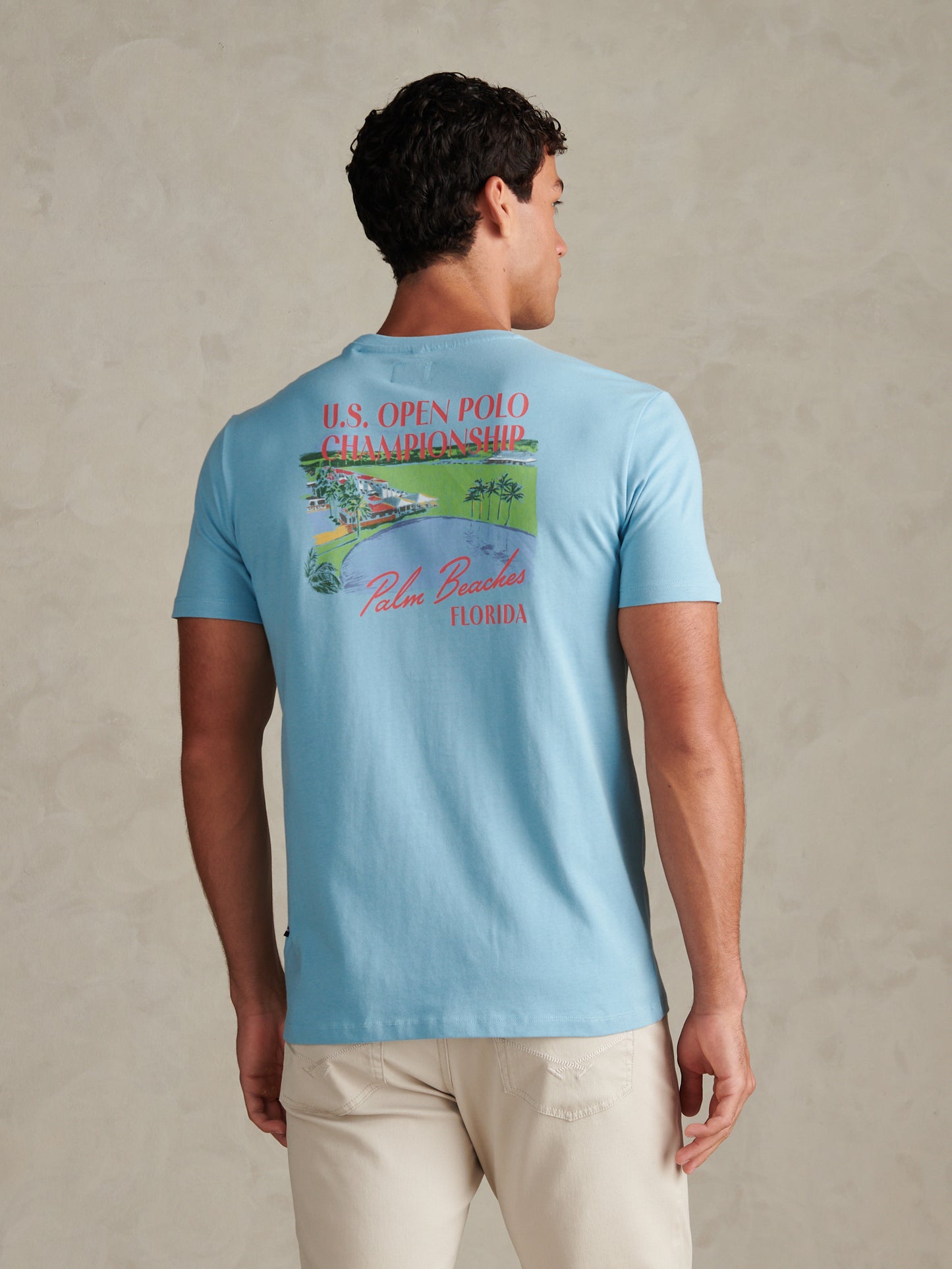 Mens Palm Beach Graphic T-Shirt Air Blue