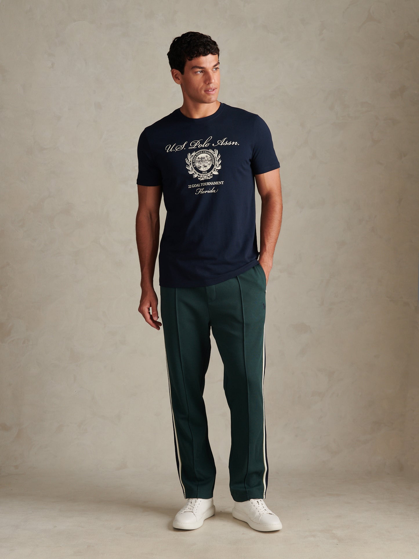 Mens Collegiate Goal Tournament Graphic T-Shirt Dark Sapphire Navy