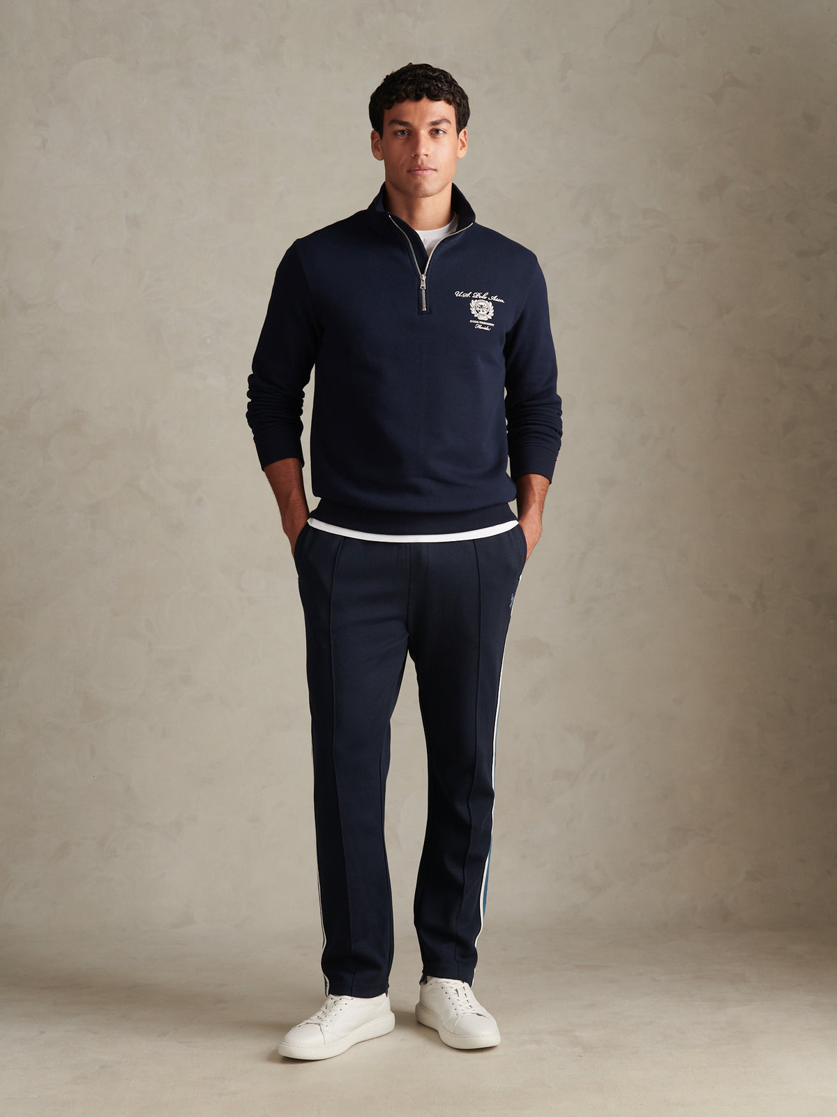 Mens Collegiate Goal Tournament Quarter Zip Sweatshirt Dark Sapphire Navy