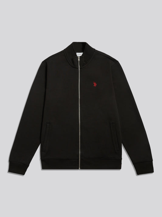 Mens Twill Funnel Neck Zip Sweat Black / Haute Red DHM