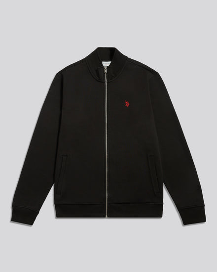 Mens Twill Funnel Neck Zip Sweat Black / Haute Red DHM