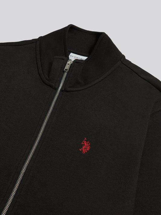 Mens Twill Funnel Neck Zip Sweat Black / Haute Red DHM