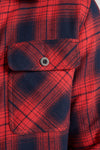 Mens Ombre Brushed Twill Check Shacket in Haute Red