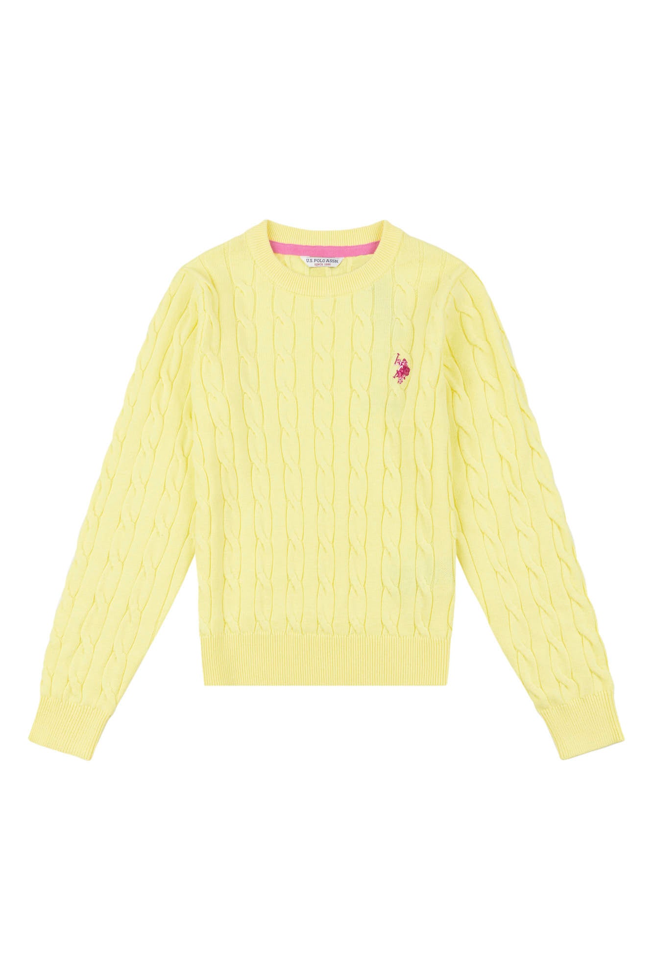 Girls Cable Knit Jumper in Yellow Pear
