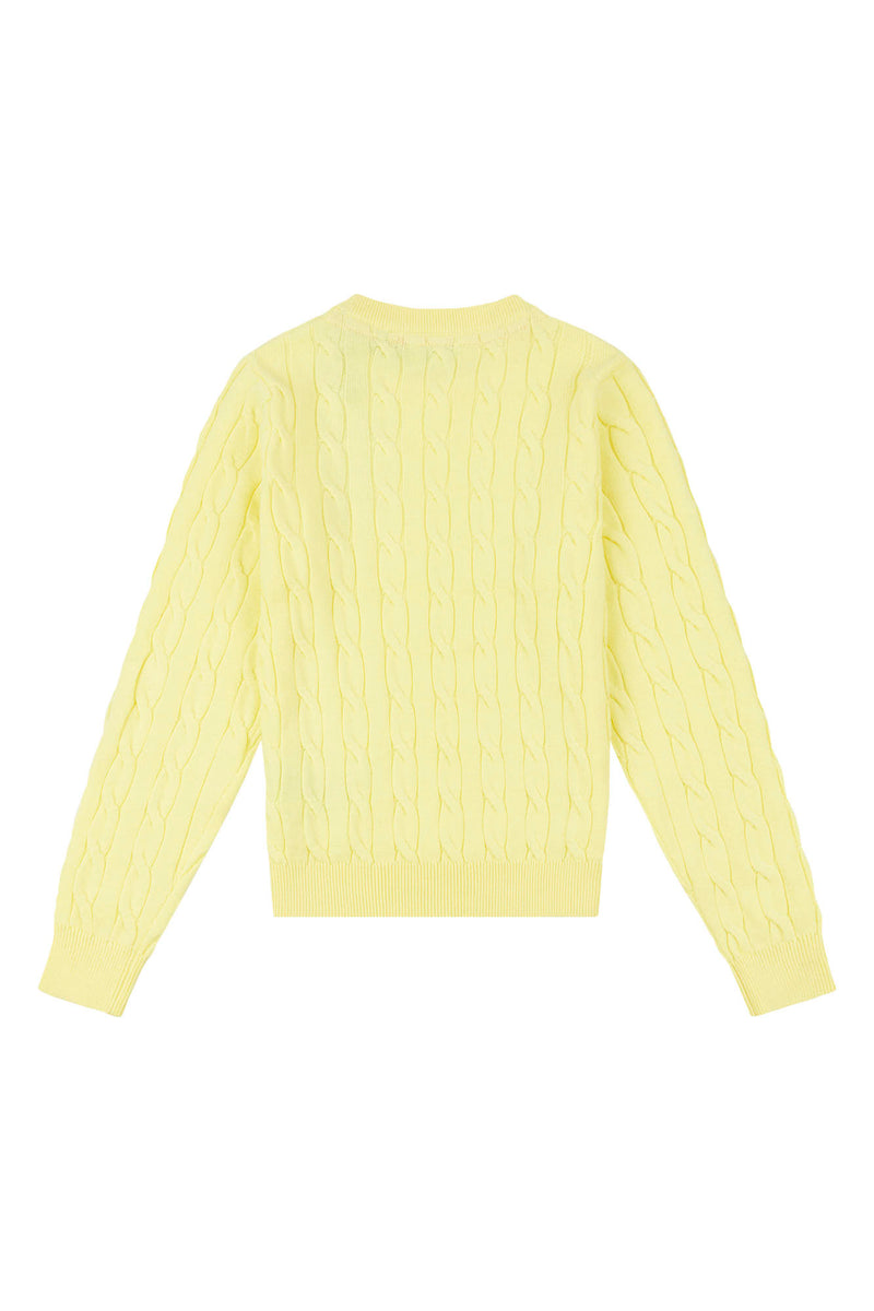 Girls Cable Knit Jumper in Yellow Pear