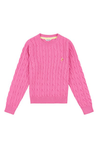 Girls Cable Knit Jumper in Strawberry Moon