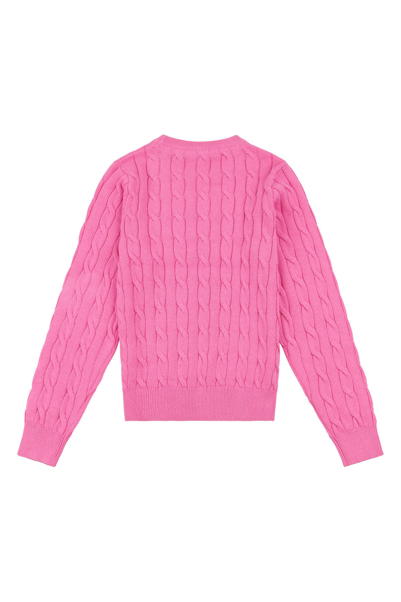Girls Cable Knit Jumper in Strawberry Moon