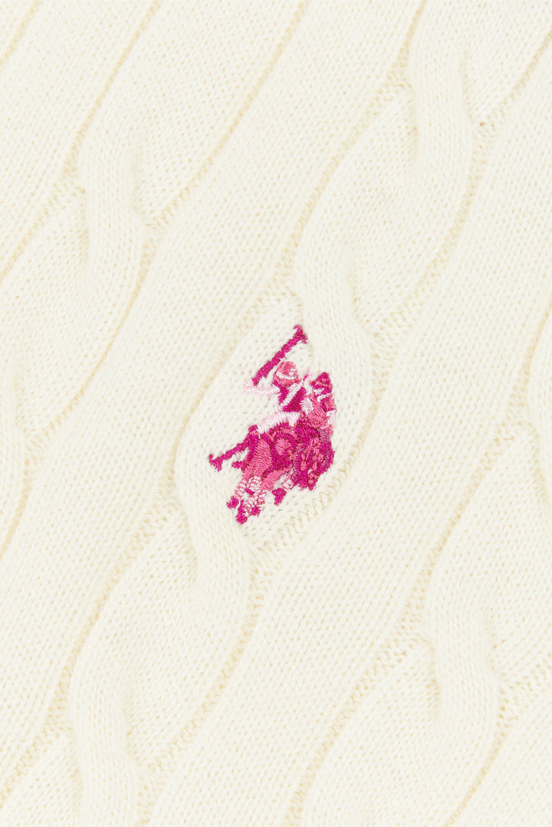Girls Cable Knit Short Sleeve Jumper in Egret