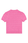 Girls Cable Knit Short Sleeve Jumper in Strawberry Moon