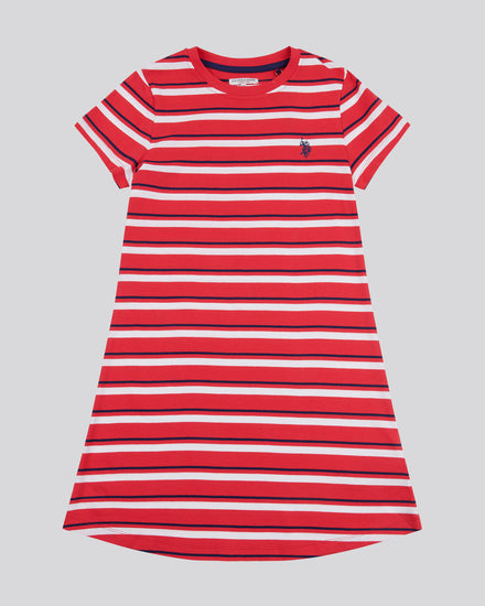 Girls Stripe Dress in Watermelon