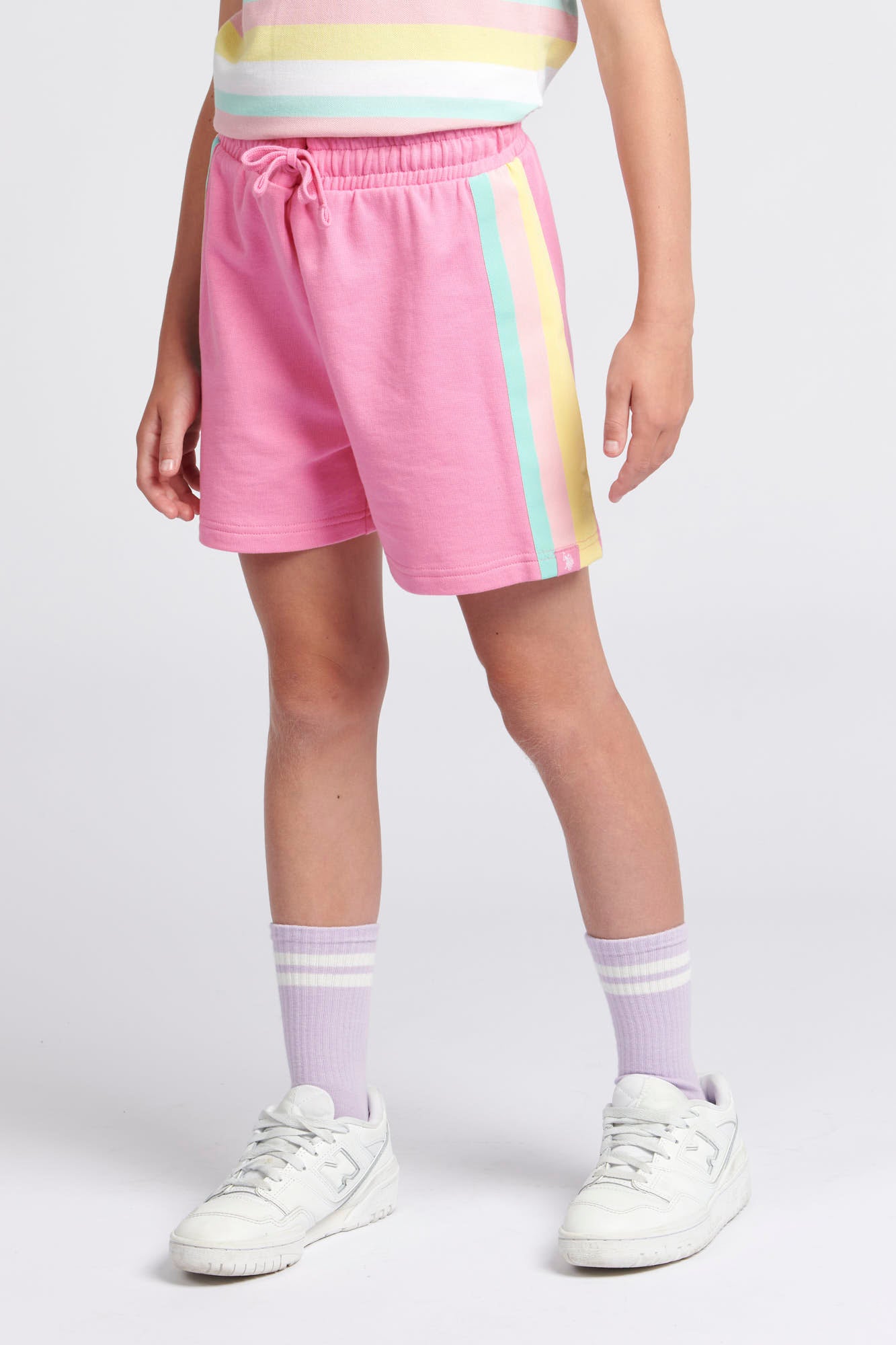 Girls Stripe Shorts in Pink Cosmos