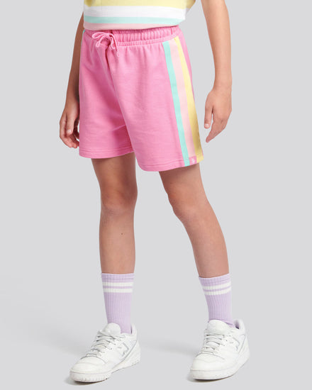 Girls Stripe Shorts in Pink Cosmos