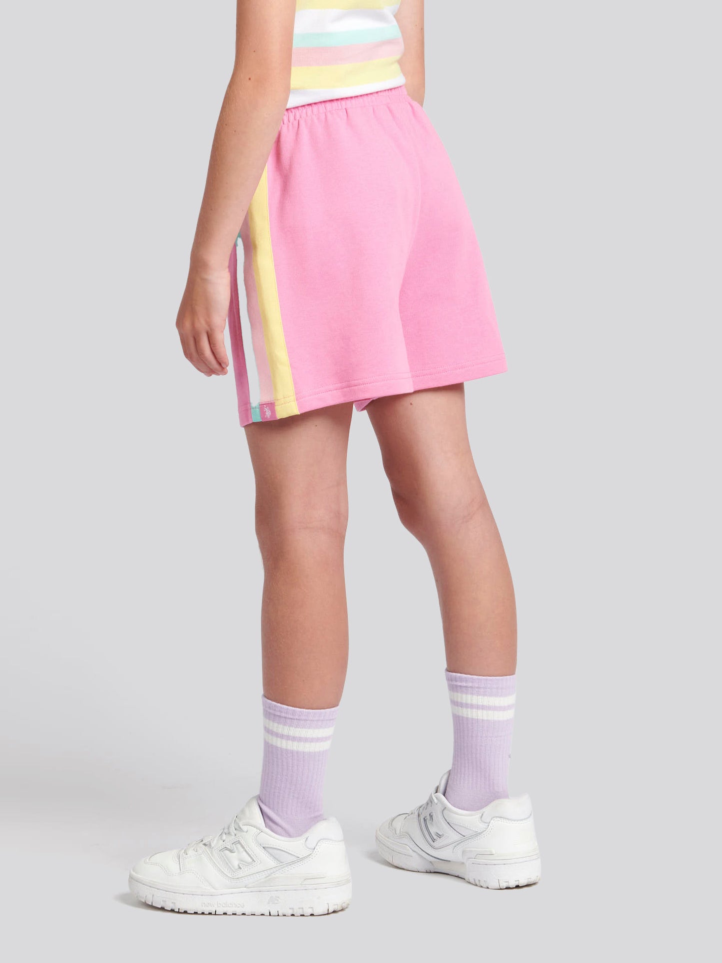 Girls Stripe Shorts in Pink Cosmos