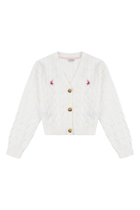 Girls Cable Knit Cardigan in Marshmallow