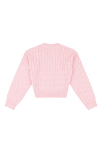 Girls Cable Knit Cardigan in Romance Rose