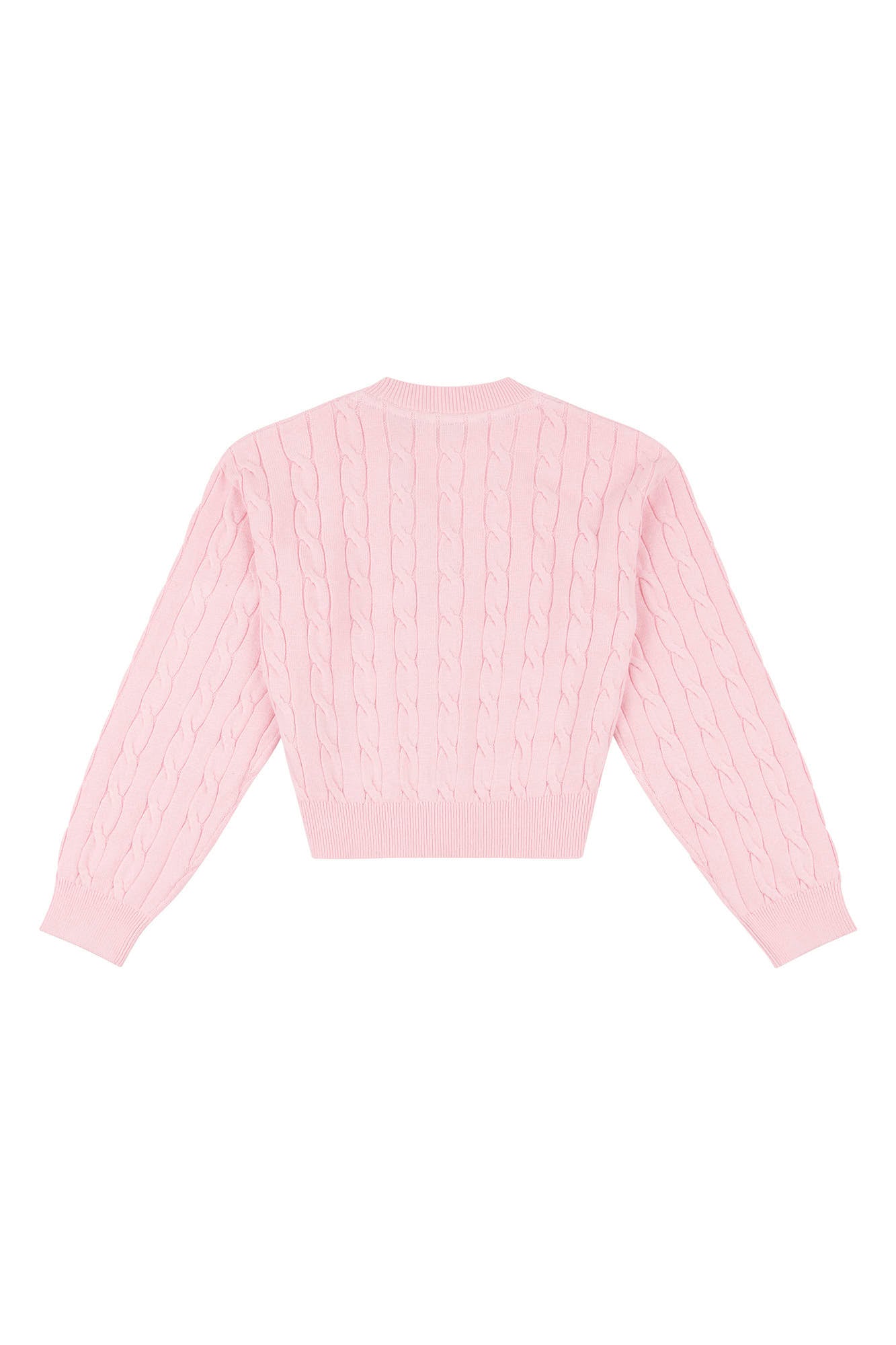 Girls Cable Knit Cardigan in Romance Rose