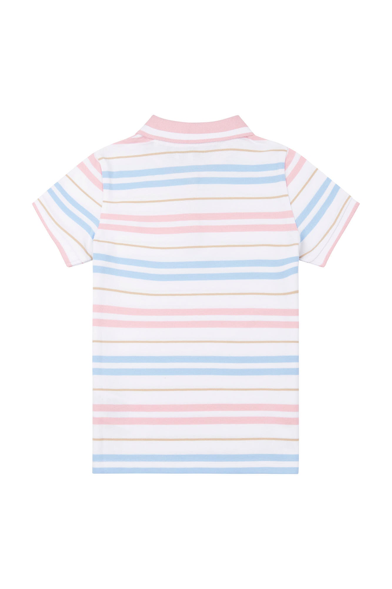 Girls Stripe Pique Polo Shirt in Romance Rose