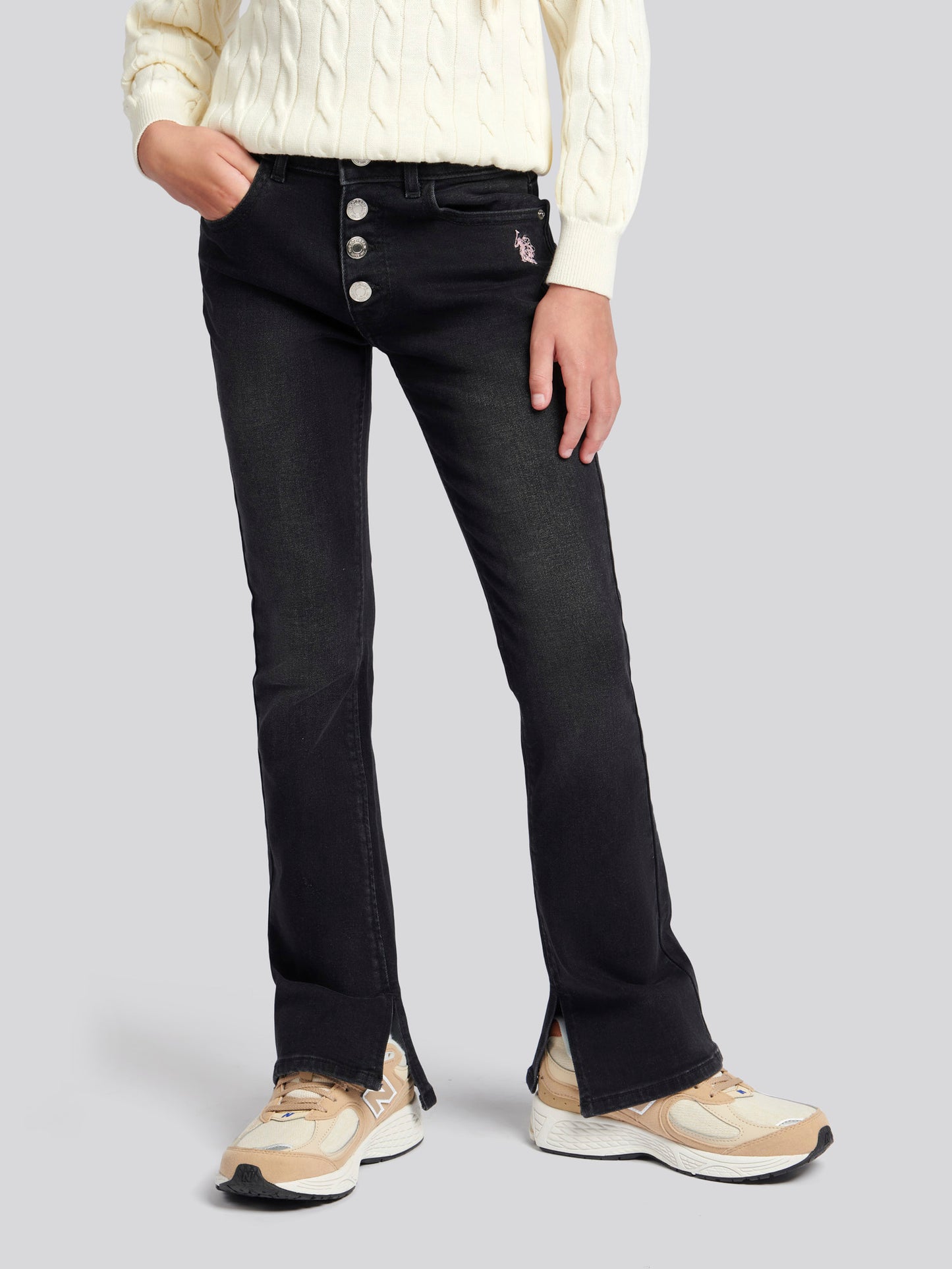 Girls Coloured Bootleg Denim Jeans in Black Rinse
