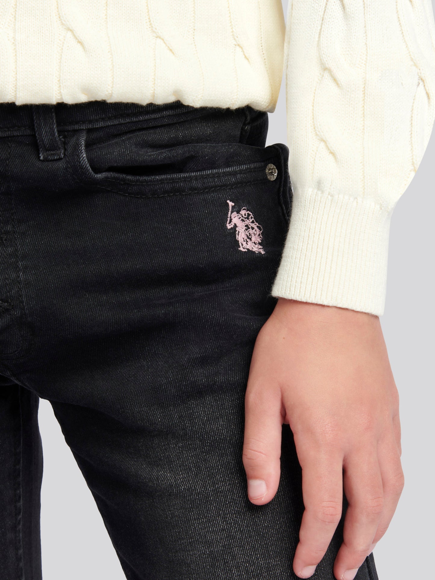 Girls Coloured Bootleg Denim Jeans in Black Rinse