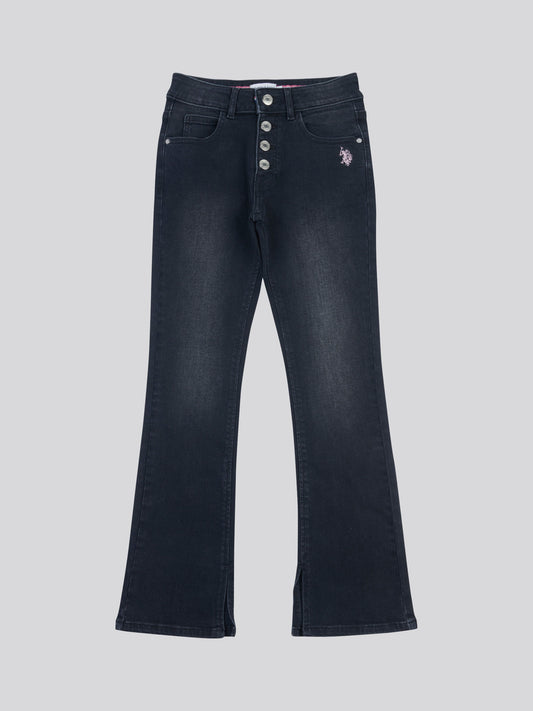 Girls Coloured Bootleg Denim Jeans in Black Rinse