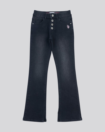 Girls Coloured Bootleg Denim Jeans in Black Rinse