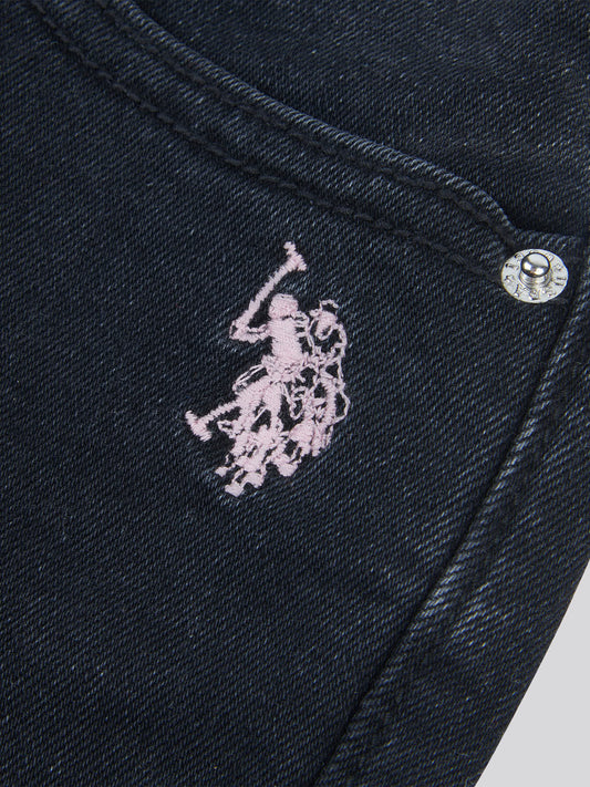 Girls Coloured Bootleg Denim Jeans in Black Rinse