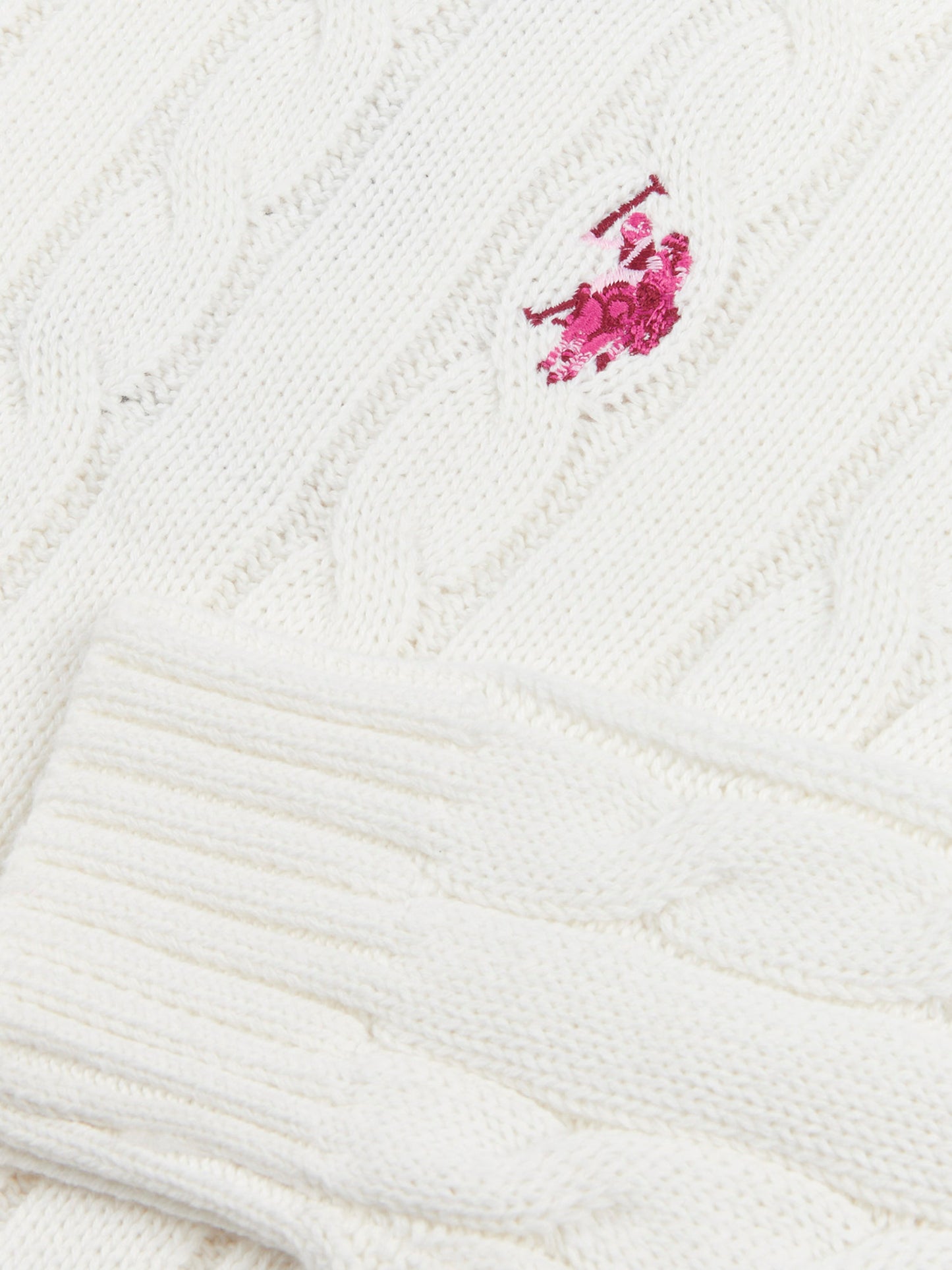 Girls Crew Neck Cable Knit Jumper in Marshmallow