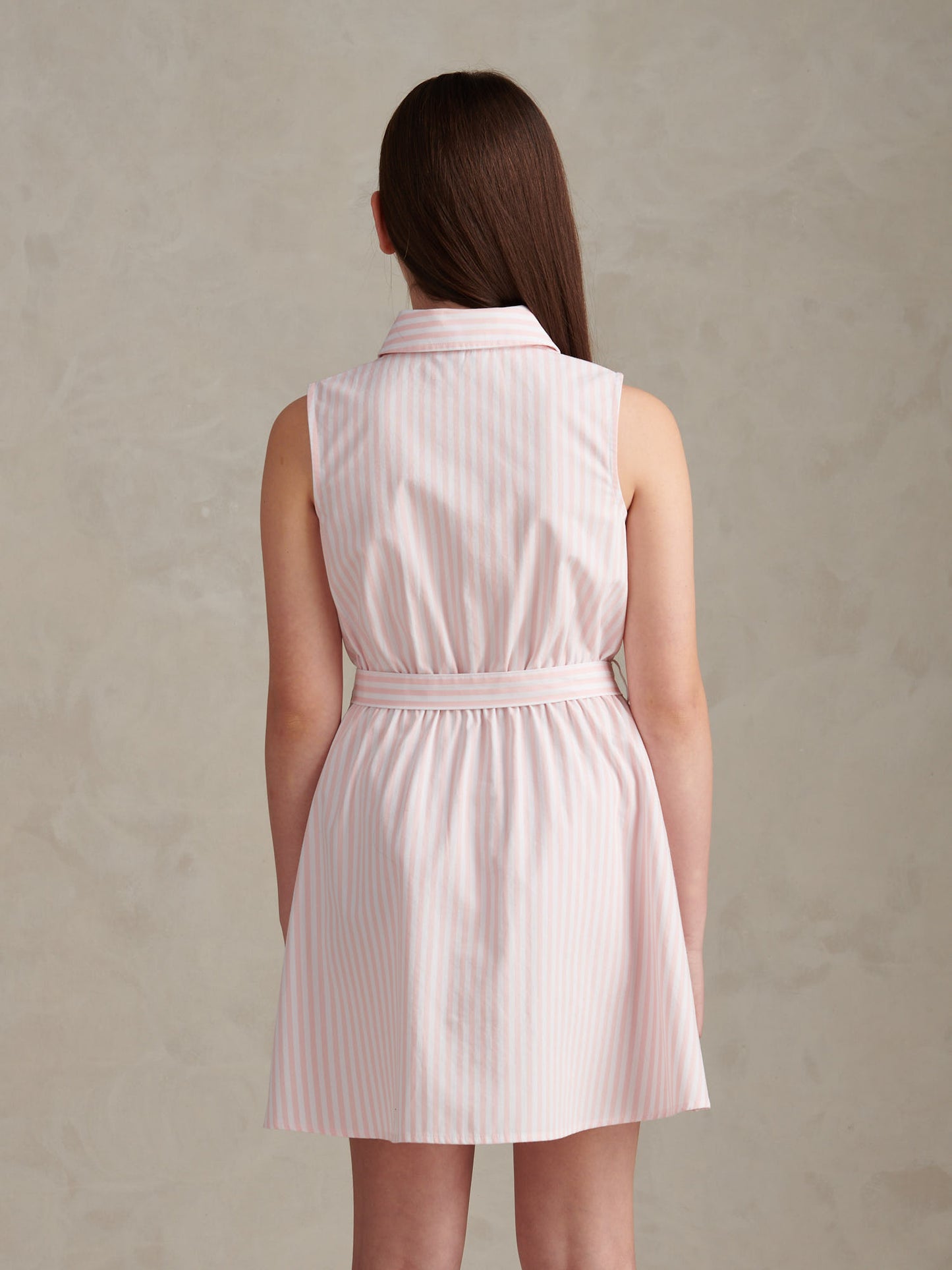 Girls Striped Sleeveless Shirt Dress Crystal Rose
