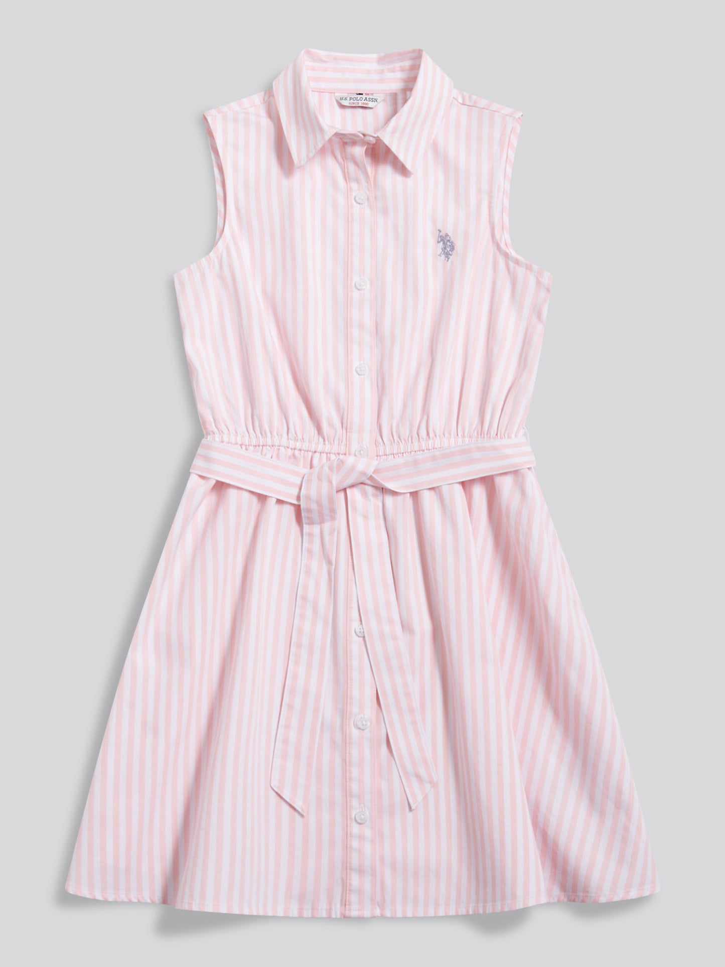 Girls Striped Sleeveless Shirt Dress Crystal Rose