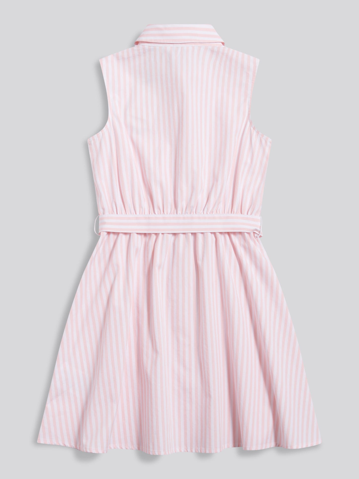 Girls Striped Sleeveless Shirt Dress Crystal Rose